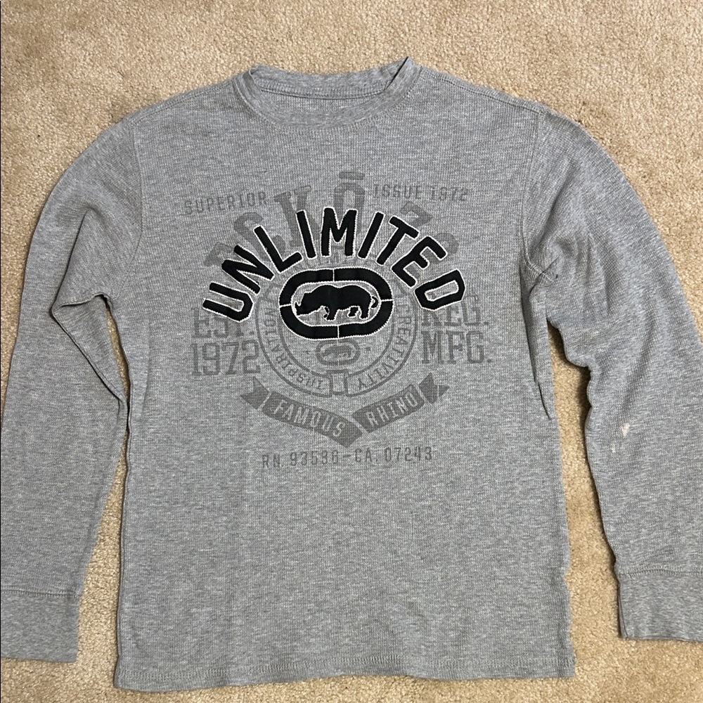 Ecko Unlimited Gray Long Sleeve 'Unlimited' Graphic Thermal